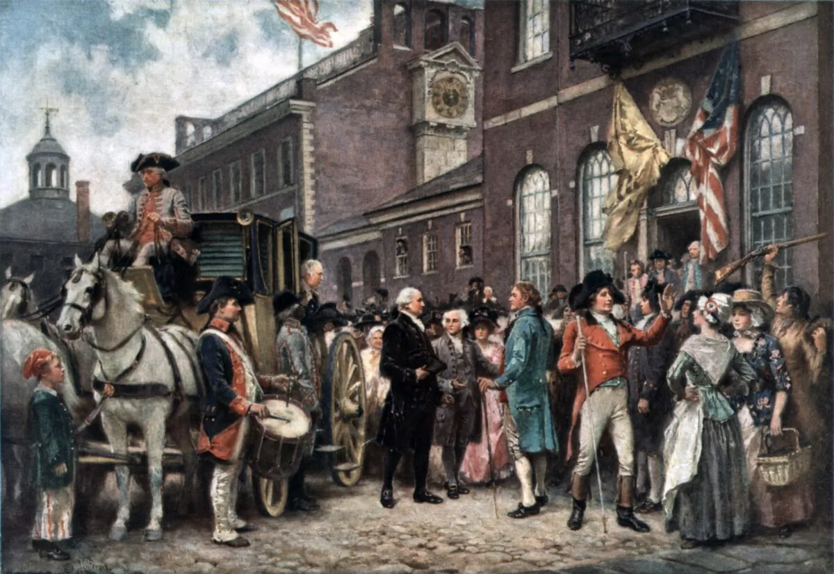 George
Washington arrived
at Congress Hall
in Philadelphia
on March 4, 1793.
“Washington’s
Inauguration at
Philadelphia” by
Jean Leon Gerome
Ferris. (Everett Collection/ Shutterstock)