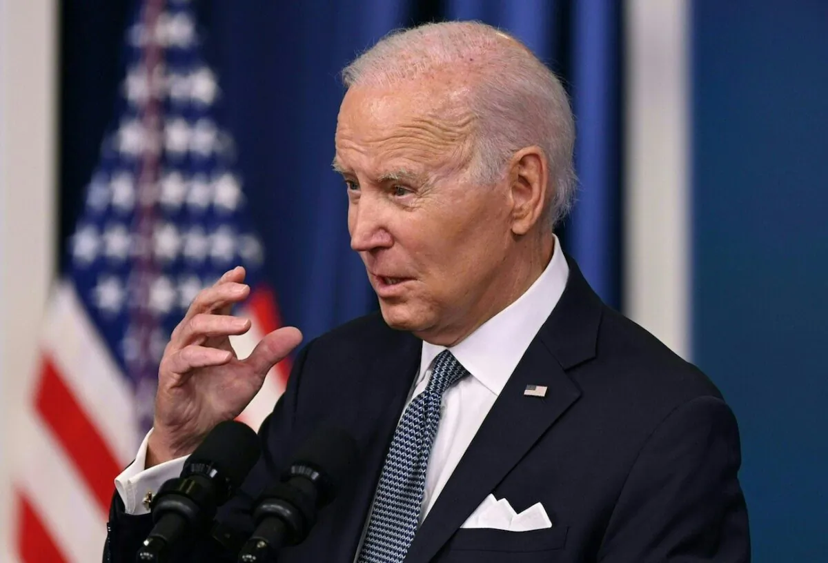 President Joe Biden at the Eisenhower Executive Office Building next to the White House in Washington on Jan. 12, 2023. (Andrew Caballero-Reynolds/AFP via Getty Images)