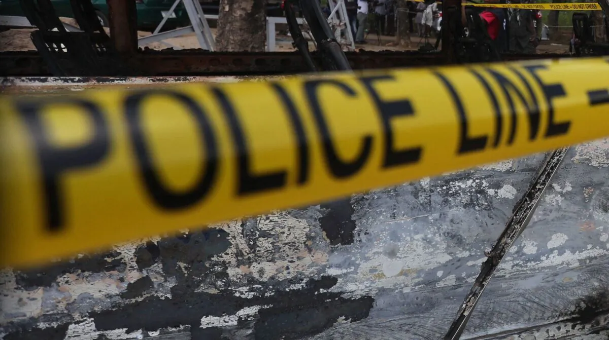 A police tape in Nigeria in a file photo. (Kola Sulaimon/AFP via Getty Images)