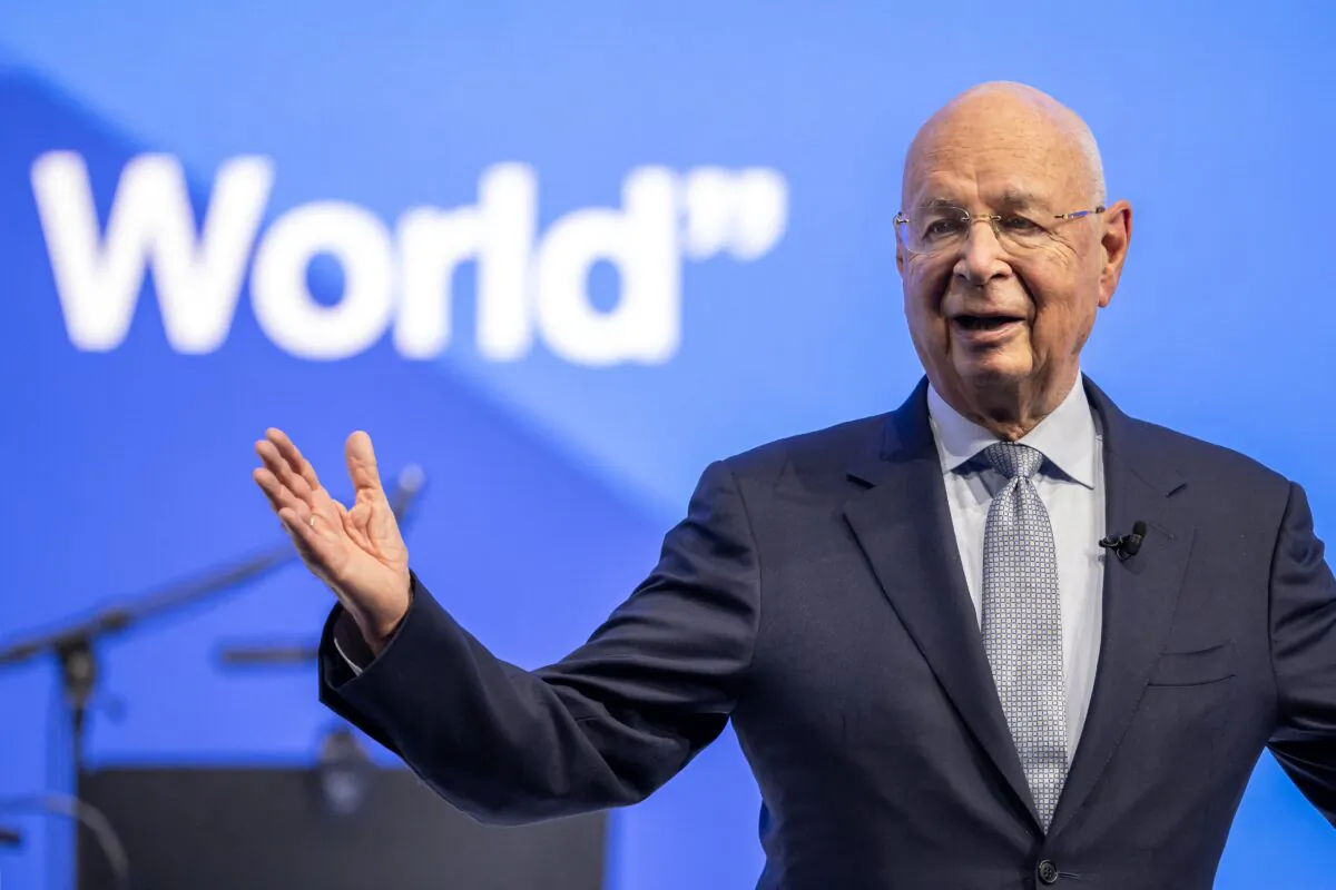 WEF founder Klaus Schwab delivers a speech during the "Crystal Award" ceremony at the World Economic Forum annual meeting in Davos, on Jan. 16, 2023. (Fabrice Coffrini/AFP via Getty Images)