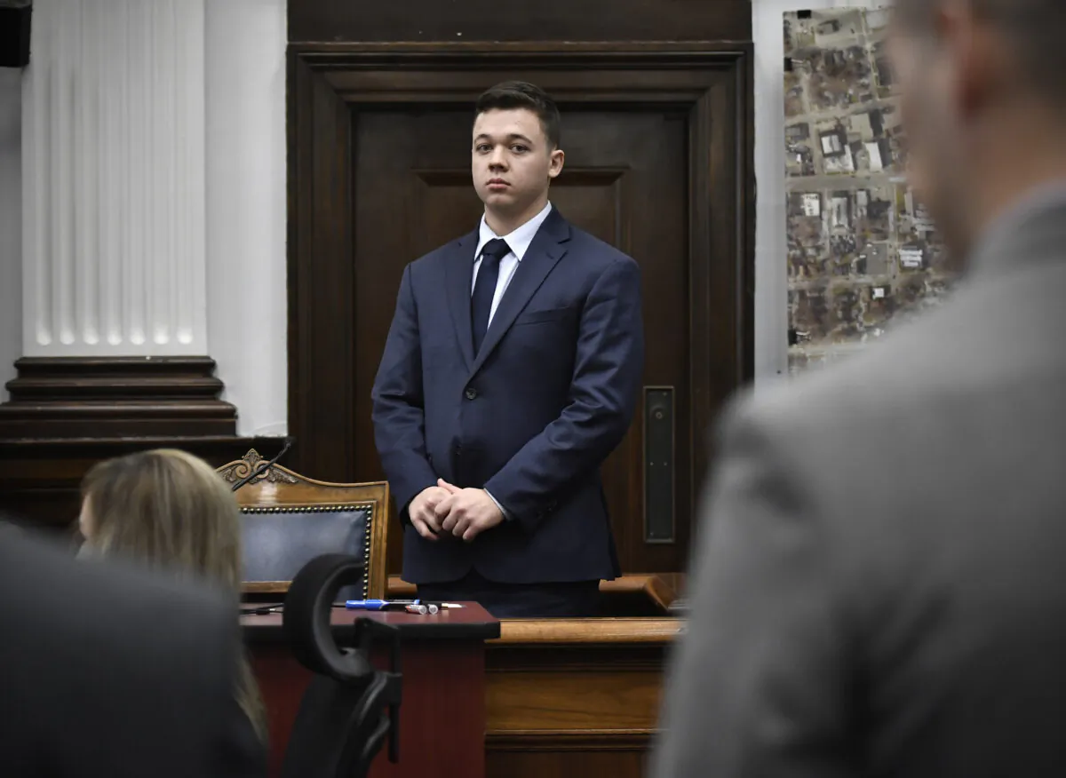 Kyle Rittenhouse waits for the jury to enter the room to continue testifying during his trial at the Kenosha County Courthouse in Kenosha, Wis., on Nov. 10, 2021. (Sean Krajacic-Pool/Getty Images)