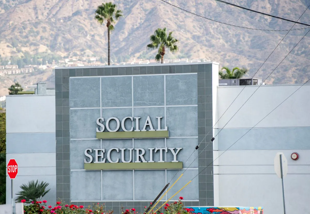 A sign outside a U.S. Social Security Administration building in Burbank, Calif., on Nov. 5, 2020. (Valerie Macon/AFP via Getty Images)
