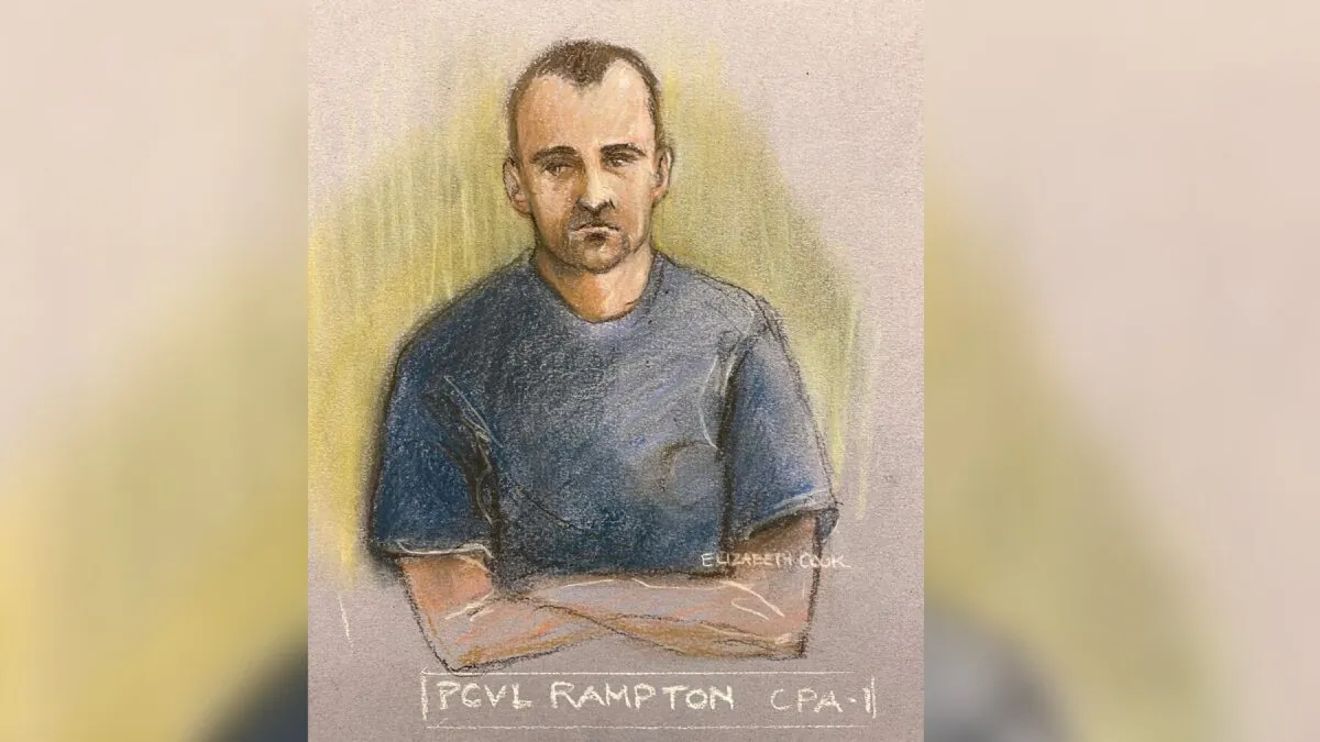 A sketch of David Carrick, seen on a video link from Rampton Hospital, at a hearing at Westminster Magistrate Court in London in November 2022. (PA)