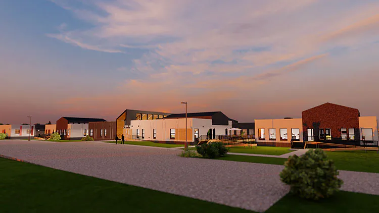 Artist rendering of the new Red Deer Recovery Community scheduled to open for its first residents to recover from addiction in 2023. (Courtesy of Alberta Government)