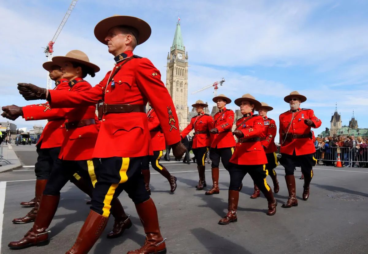 Members of the RCMP take part in a parade at the Canadian Police Memorial Service on Parliament Hill in Ottawa on Sept. 25, 2022. (The Canadian Press/Patrick Doyle)