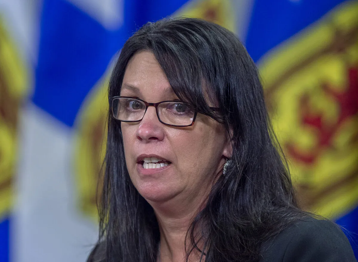 Nova Scotia Health Minister Michelle Thompson speaks at a press briefing in Halifax on Sept. 29, 2021. (The Canadian Press/Andrew Vaughan)