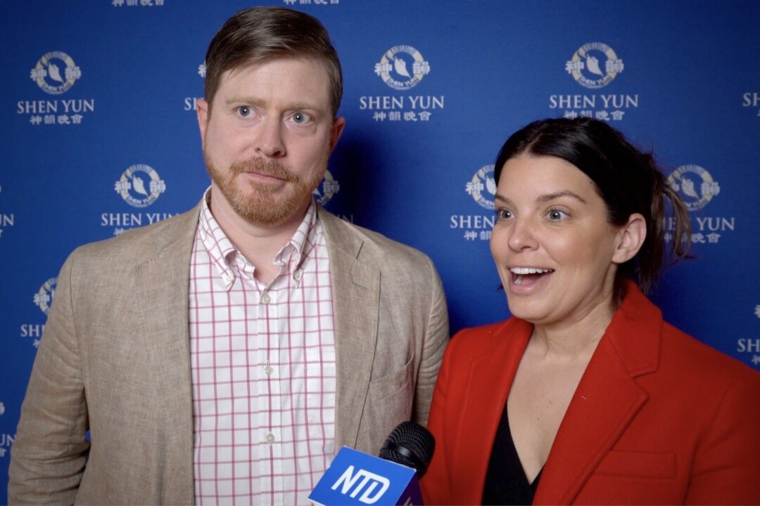 Patrick Roach and Nicole Guarascio enjoyed Shen Yun’s matinee at Zellerbach Hall, on Jan. 16, 2023. (NTD)