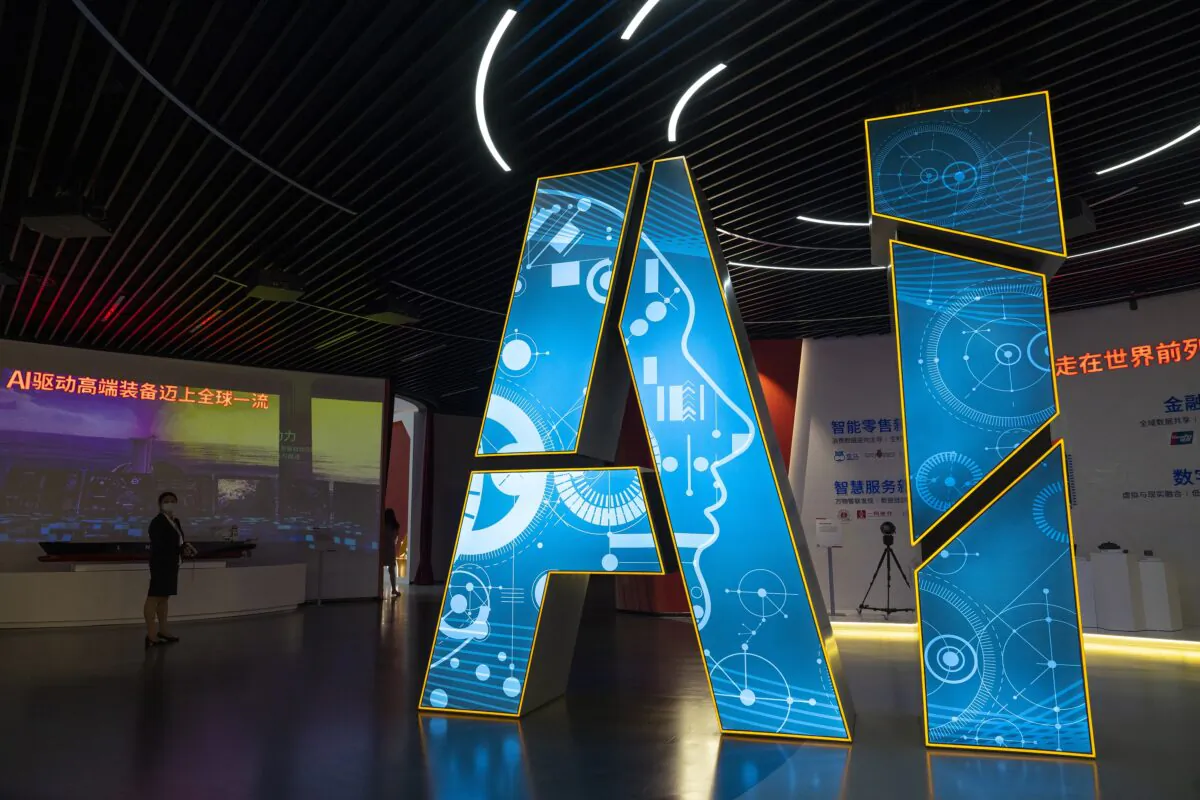 Cutting edge applications of Artificial Intelligence on display at the Artificial Intelligence Pavilion of Zhangjiang Future Park during a state organized media tour in Shanghai on June 18, 2021. (Andrea Verdelli/Getty Images)