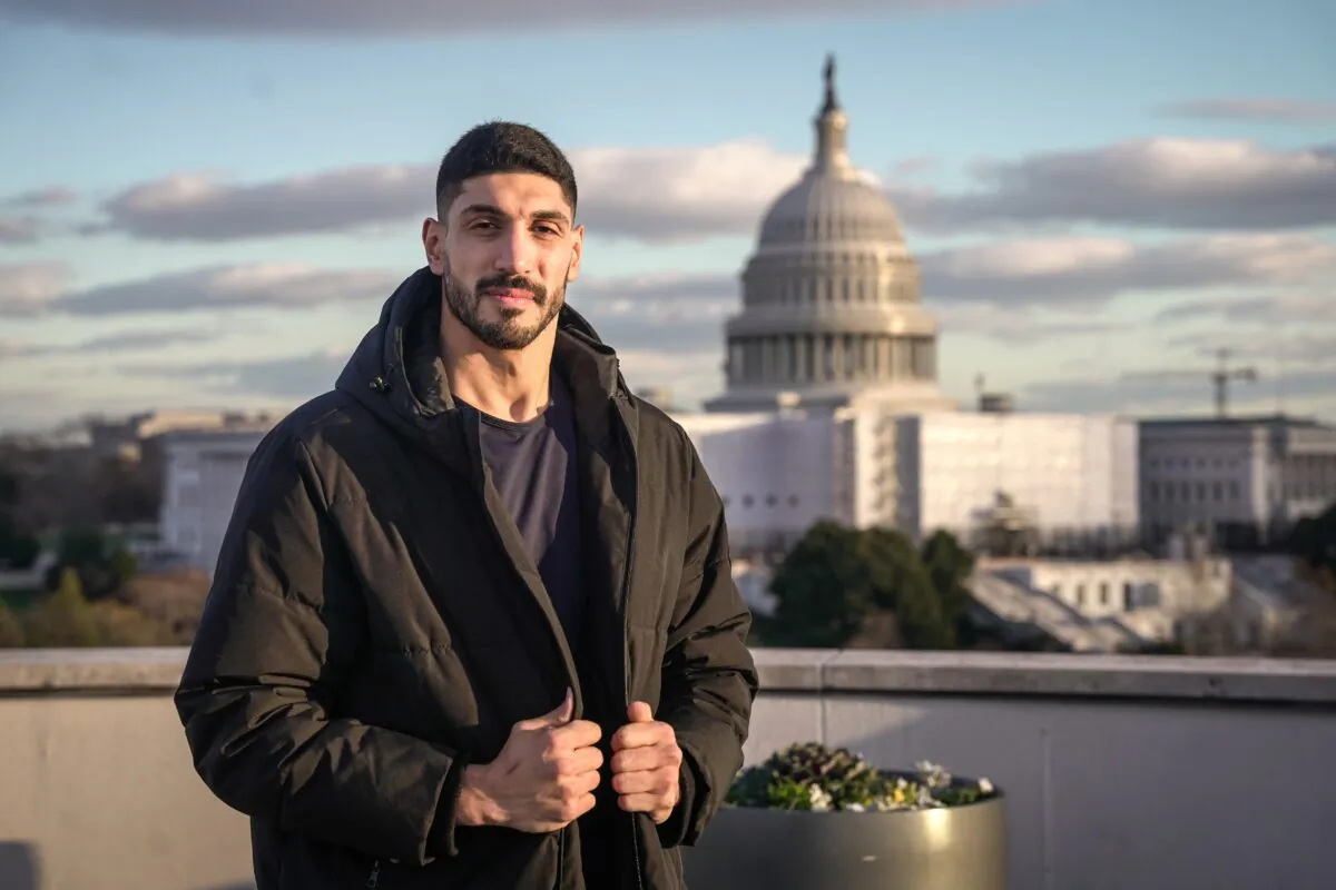 NBA player and human rights activist Enes Kanter Freedom in Washington on Dec. 18, 2022. (Jack Wang/The Epoch Times)