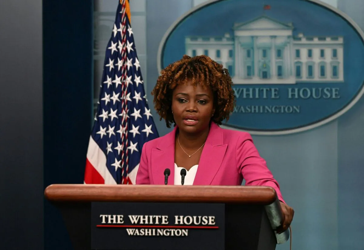 White House Press Secretary Karine Jean-Pierre speaks during the daily briefing on Jan. 17, 2023. (Andrew Caballero-Reynolds/AFP via Getty Images)