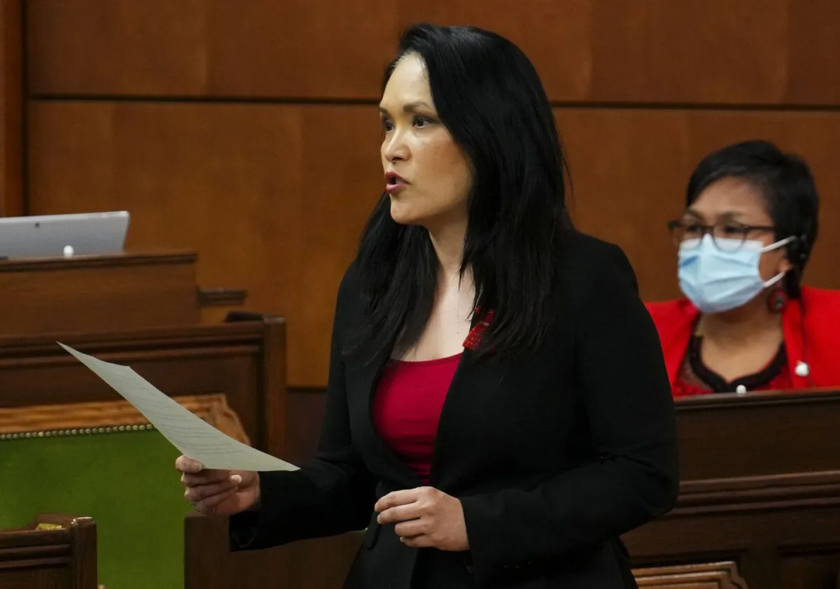 NDP MP Jenny Kwan speaks during question period in the House of Commons on Parliament Hill in Ottawa on May 5, 2022. (The Canadian Press/Sean Kilpatrick)
