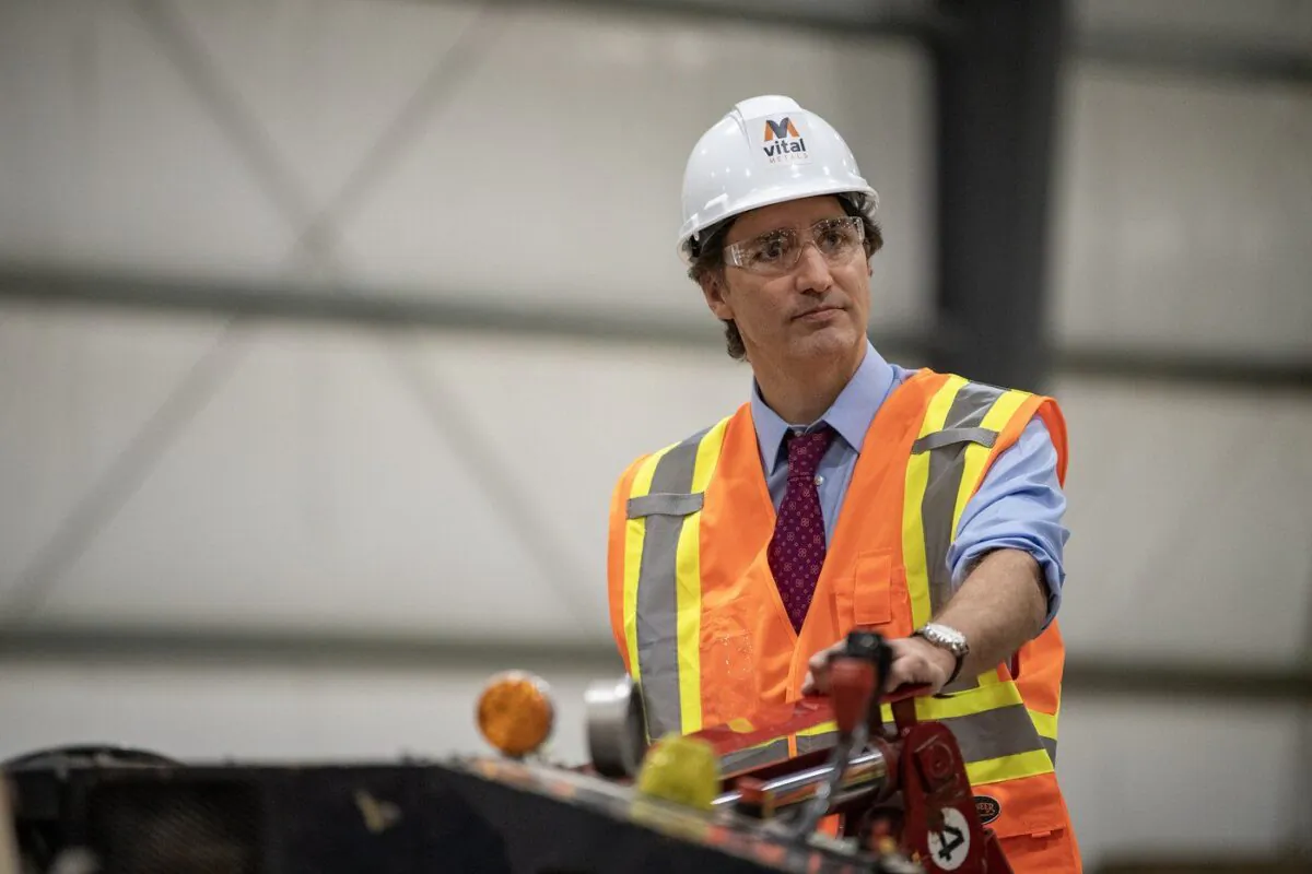 Prime Minister Justin Trudeau tours the Vital Metals rare earth elements processing plant in Saskatoon during a media event on Jan. 16, 2023. (Liam Richards/The Canadian Press)