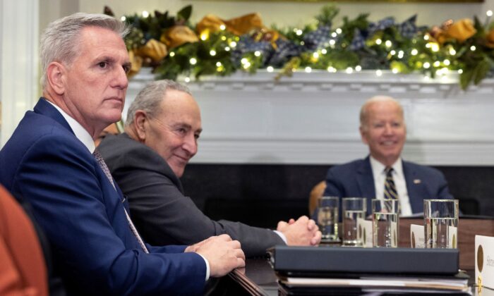 Now U.S. House Speaker Kevin McCarthy Kevin McCarthy at a meeting with President Joe Biden (R) and Sen. Chuck Schumer (C) at the White House in Washington on Nov. 29, 2022. (Kevin Dietsch/Getty Images)