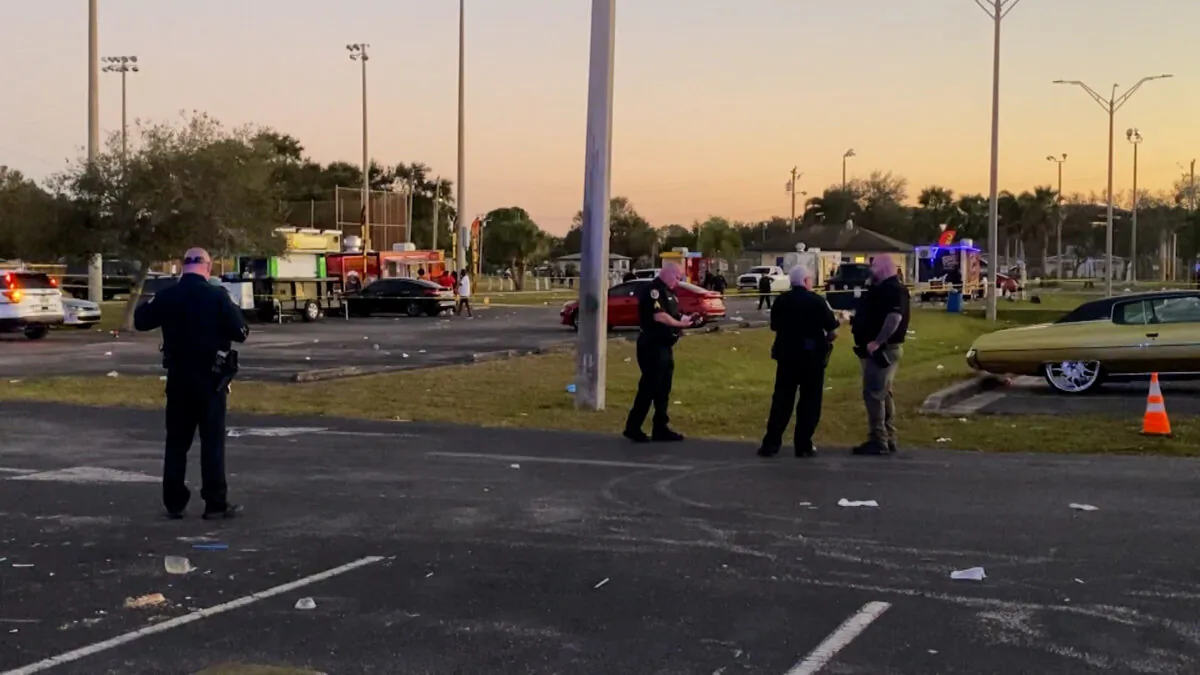 Officers at the shooting site in Ilous Ellis Park, Fort Pierce, Fla., on Jan. 16, 2023. (Courtesy of WPBF)
