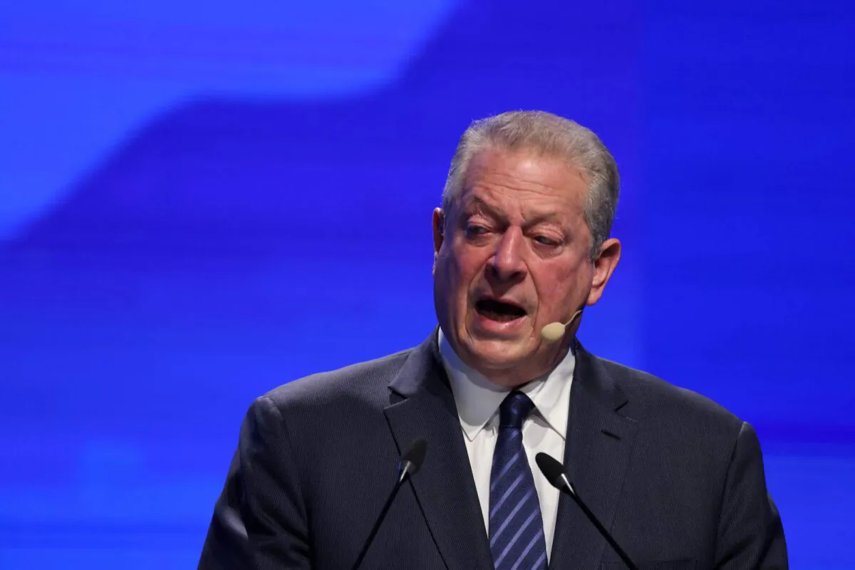 Former U.S. Vice President Al Gore speaks at an event launch for a new climate initiative during the COP27 climate conference at the Sharm el-Sheikh International Convention Centre in Egypt's Red Sea resort city of the same name, on Nov. 9, 2022. (Joseph Eid/AFP via Getty Images)