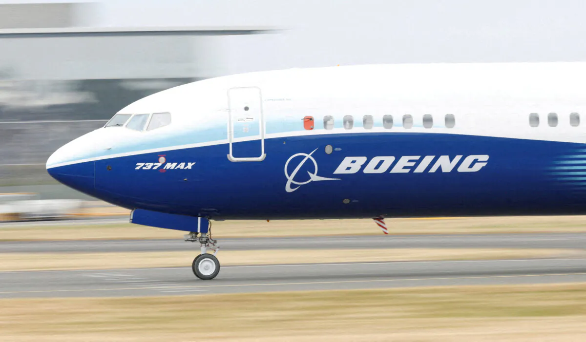 A Boeing 737 Max aircraft during a display at the Farnborough International Airshow in Farnborough, Britain, on July 20, 2022. (Peter Cziborra/Reuters)