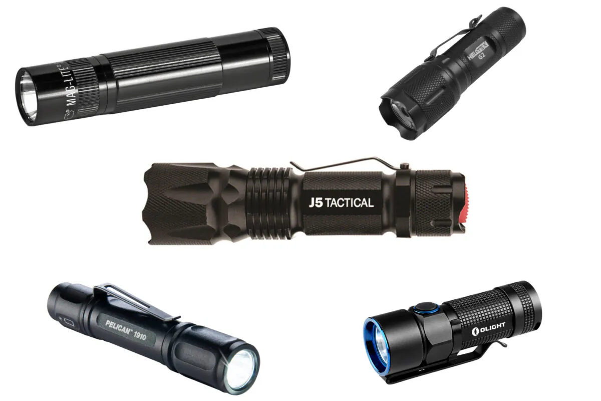 (Courtesy of Pelican, Helotex, J5 Tactical, Olight, Maglite)