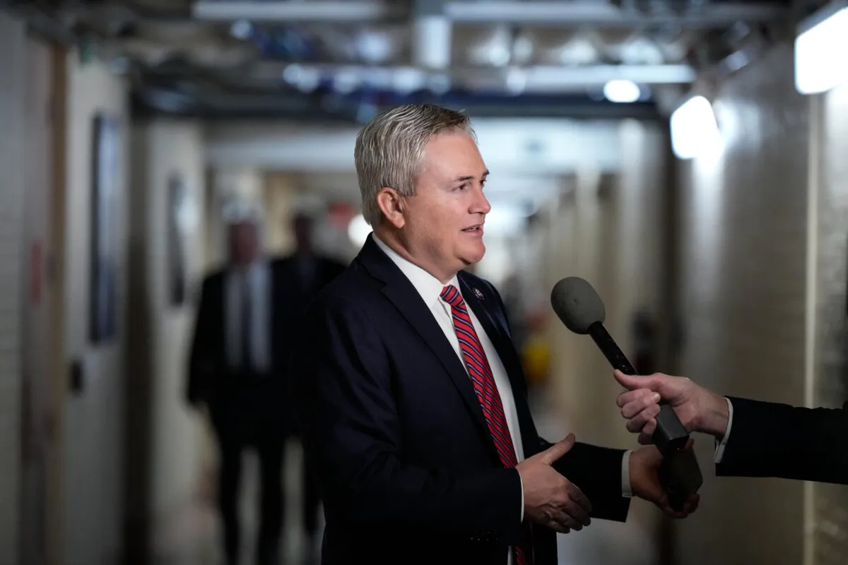 Chairman of the House Oversight Committee Rep. James Comer (R-Ky.) speaks to reporters on his way to a closed-door GOP caucus meeting at the U.S. Capitol in Washington on January 10, 2023. (Drew Angerer/Getty Images)