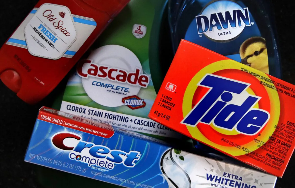 A variety of Procter & Gamble products rest on a counter in East Derry, N.H., on June 15, 2018. (Charles Krupa/AP Photo)