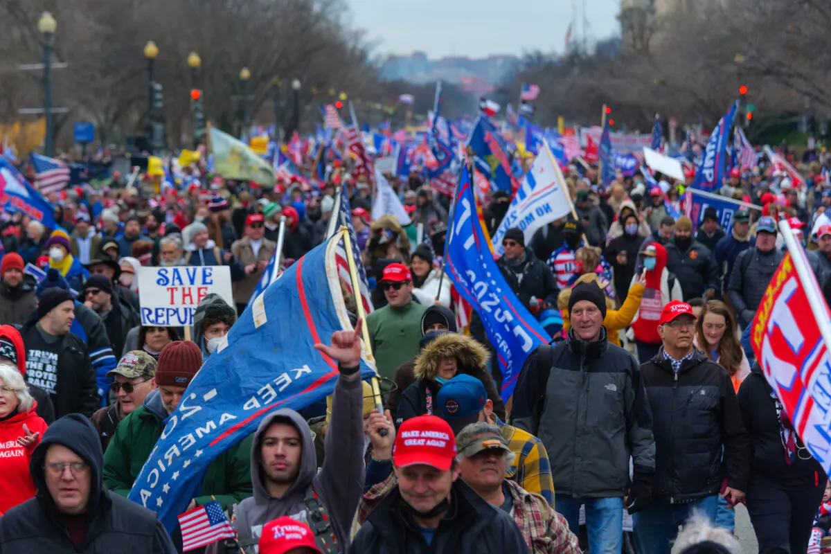 People attend the Save America rally in Washington on Jan. 6, 2021. (Mark Zou/The Epoch Times)