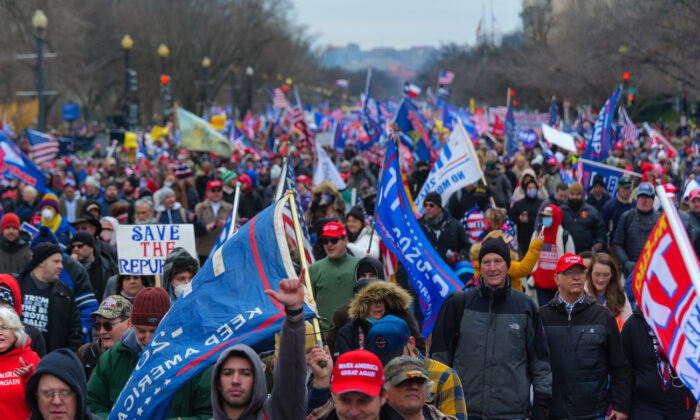 People attend the Save America rally in Washington on Jan. 6, 2021. (Mark Zou/The Epoch Times)