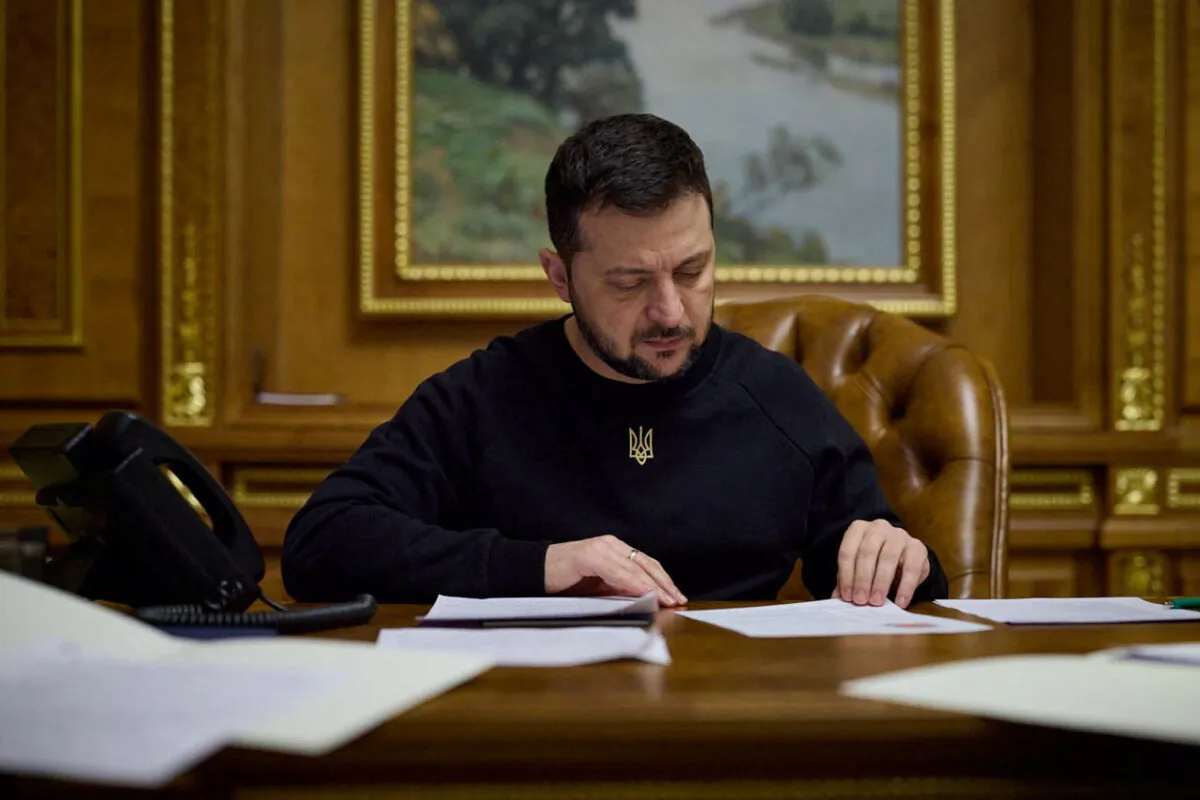 Ukraine's President Volodymyr Zelenskyy attends a phone call with Britain's Prime Minister Rishi Sunak, in Kyiv, Ukraine, on Jan. 14, 2023. (Ukrainian Presidential Press Service/Handout via Reuters)