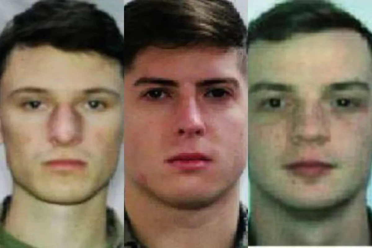 From left to right: Marines Micah Coomer, Dodge Dale Hellonen, and Joshua Abate. (DOJ via The Epoch Times)