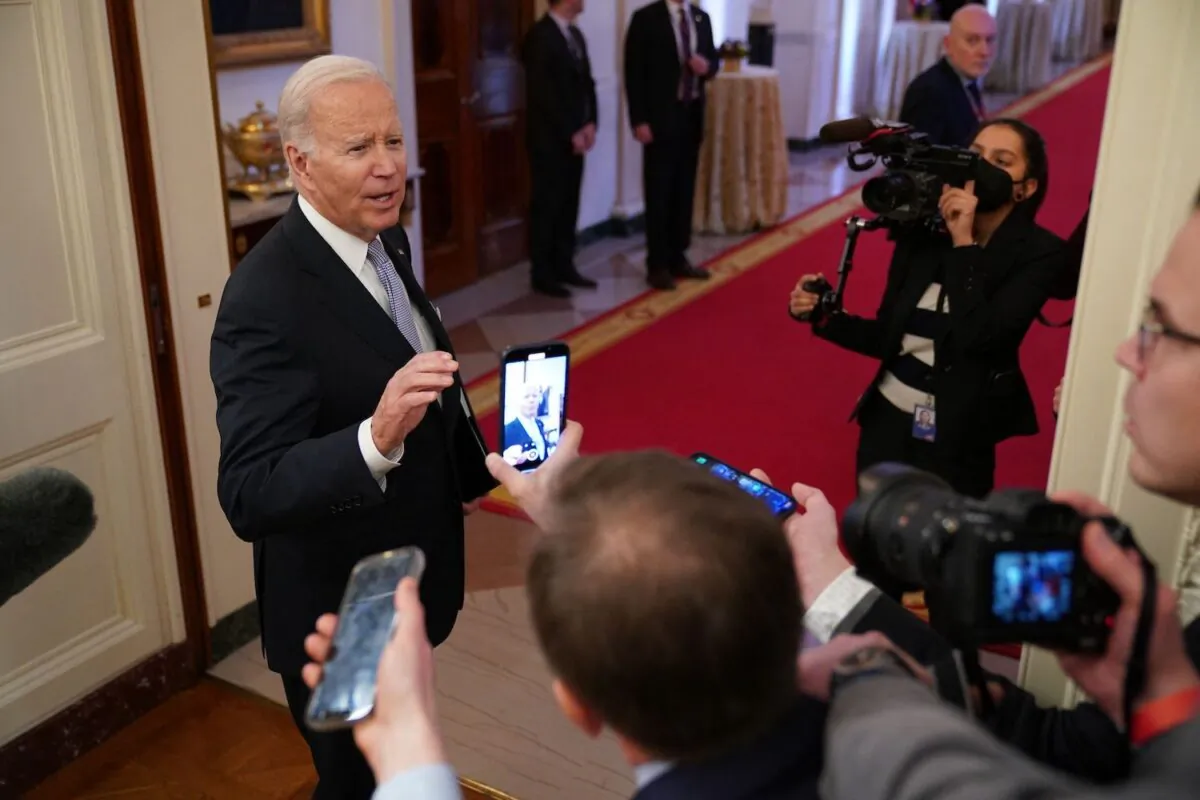 U.S. President Joe Biden departs after attending the U.S. Conference of Mayors Winter Meeting, in the East Room of the White House in Washington, on Jan. 20, 2023. (Mandel Ngan/AFP via Getty Images)