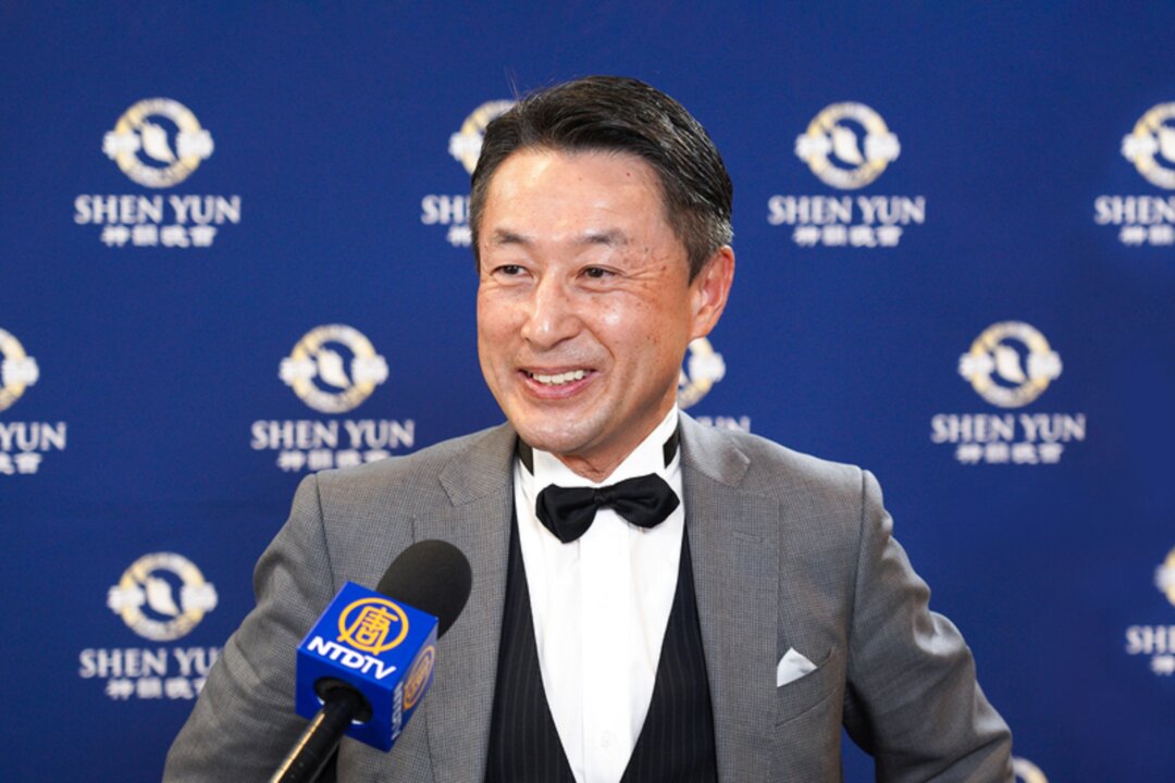 Mr. Kobayashi Yukio, the corporate director of Gunma Environmental Inspection Charity Foundation, attends Shen Yun Performing Arts at the Tochigi Prefecture Cultural Center in Utsunomiya, Japan, on Jan. 21, 2023. (Annie Gong/The Epoch Times)