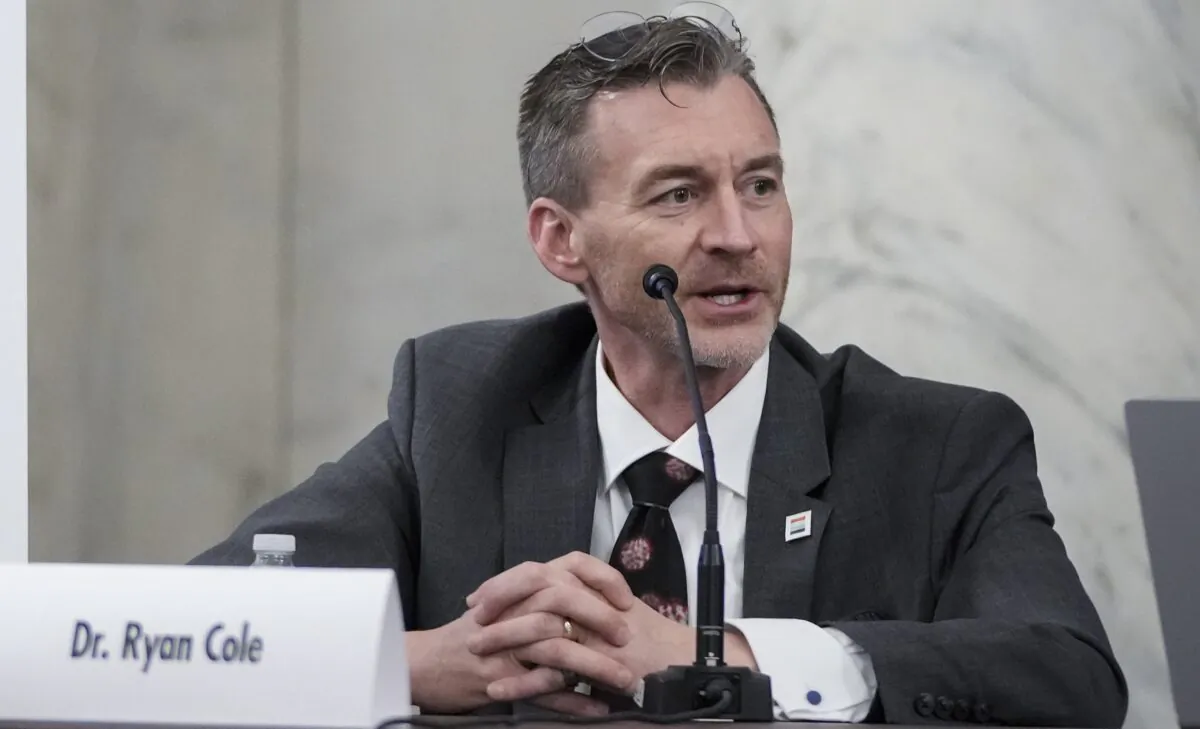 Dr. Ryan Cole speaks during a panel discussion on COVID-19 on Capitol Hill in Washington on Jan. 24, 2022. (Drew Angerer/Getty Images)