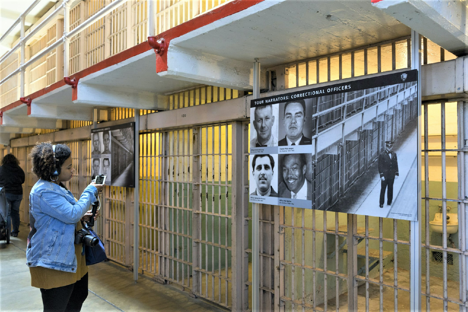 A visitor learns what it was like to be a prisoner at Alcatraz in San Francisco, California. 