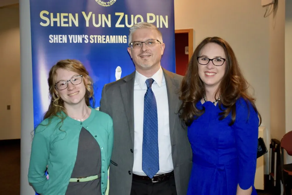 Walter York, wife Angela York, and daughter attended Shen Yun Performing Arts at the George Mason University Center for the Arts, on Jan. 21, 2023. (Amy Hu/The Epoch Times)