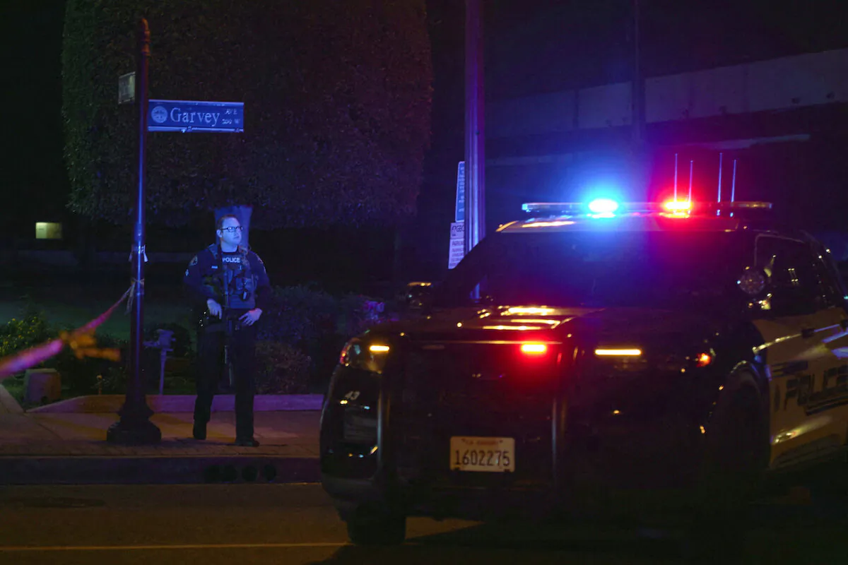 Los Angeles police at a crime scene in Los Angeles, on Jan. 21, 2023. (Allison Dinner/Reuters)