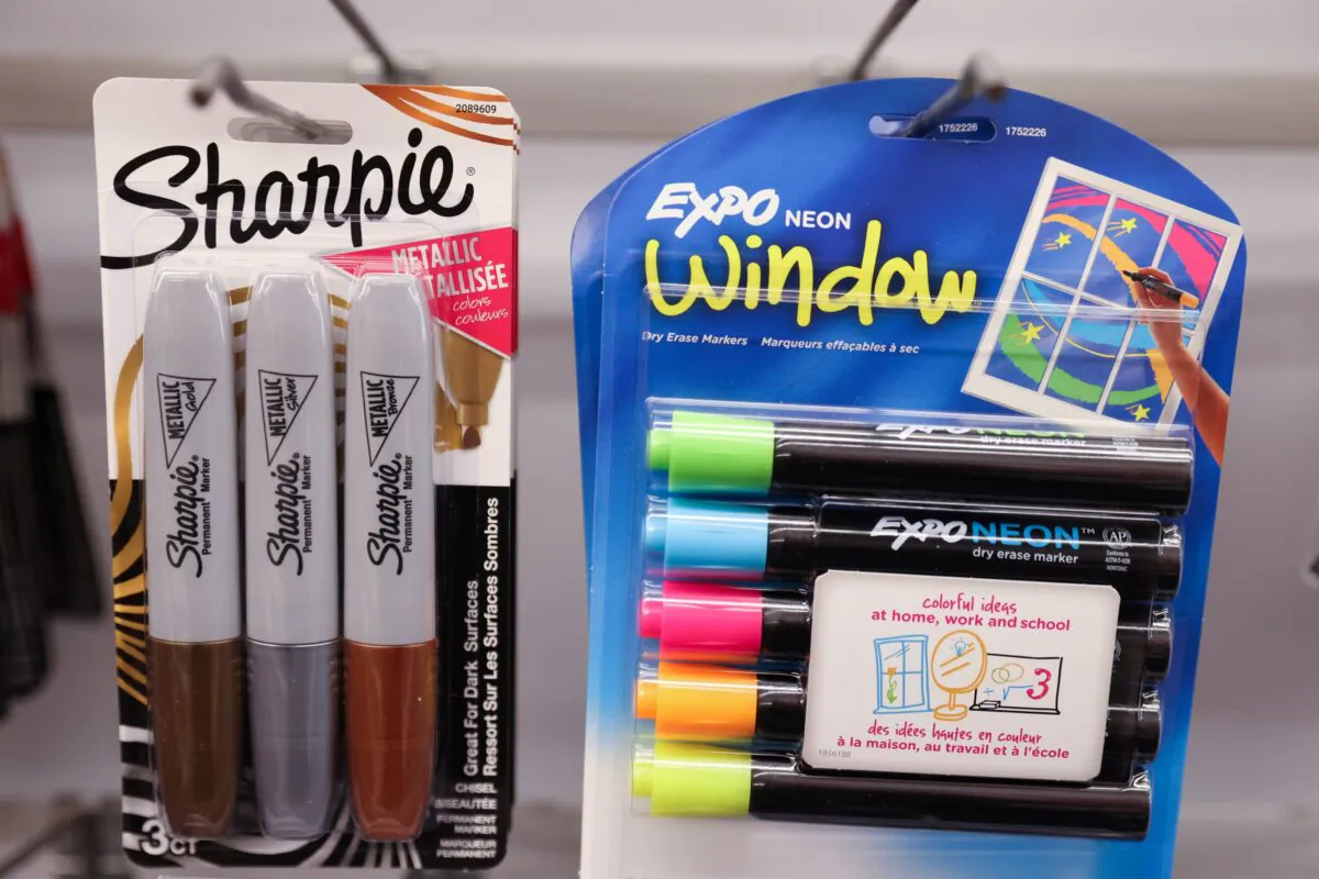 Sharpie markers owned by Newell Brands are seen for sale in a store in Manhattan, New York, on Feb. 7, 2022. (Andrew Kelly/Reuters)