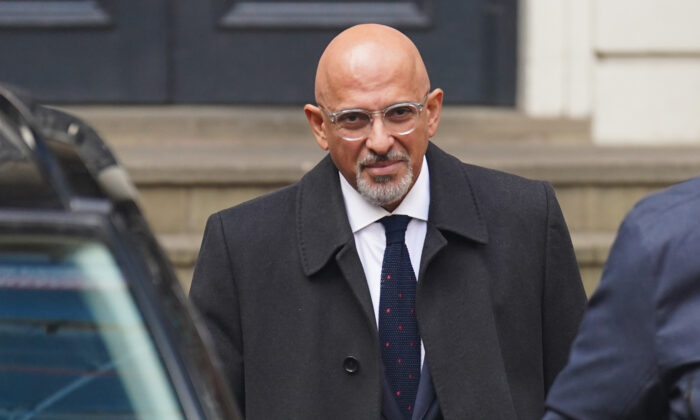 Former chancellor Nadhim Zahawi leaving the Conservative Party head office in Westminster, central London, on Jan. 23, 2023. (James Manning/PA Media)