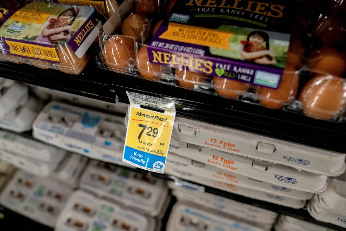 Eggs are seen at a grocery store in Washington, on Jan. 19, 2023. (Stefani Reynolds/AFP via Getty Images)