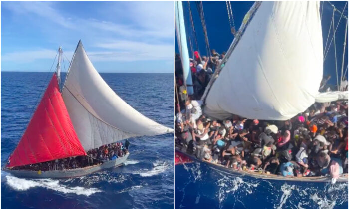 The U.S. Coast Guard on Jan. 21 intercepted a ship carrying 396 Haitian migrants near the Bahamas. (U.S. Coast Guard)  