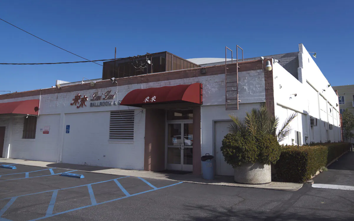 The Lai Lai Ballroom and Studio near the site of a deadly shooting in Alhambra, Calif., on Jan. 22, 2023. 10 people were killed and 10 more were injured at a dance studio in Monterey Park near a Lunar New Year celebration on Saturday night. (Eric Thayer/Getty Images)