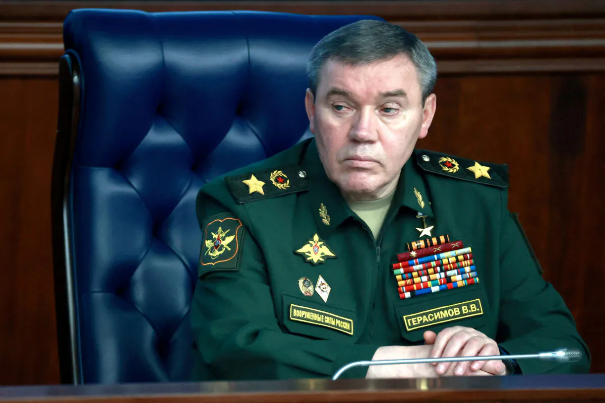 Chief of the General Staff of Russian Armed Forces Valery Gerasimov attends an annual meeting of the Defence Ministry Board in Moscow on Dec. 21, 2022. (Sputnik/Sergei Fadeichev/Pool via Reuters Attention Editors)