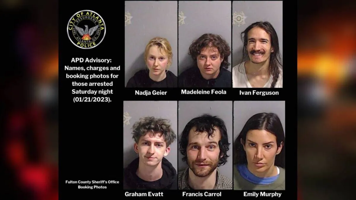 Identities of the suspects arrested on Jan. 21 after riot in downtown Atlanta, Ga., per the Atlanta Police Department. (Atlanta Police Department)