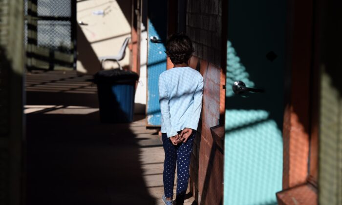 A child is seen at the Alice Springs Women's Shelter, in Australia, on May 27, 2016. (AAP Image/Dan Peled)
