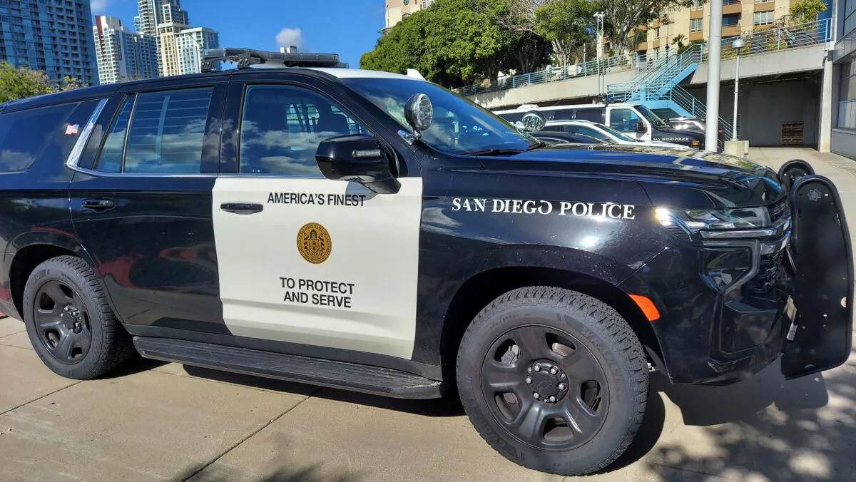 A San Diego Police Department vehicle in San Diego on Jan. 19, 2023. (Mark Mathews/The Epoch Times)