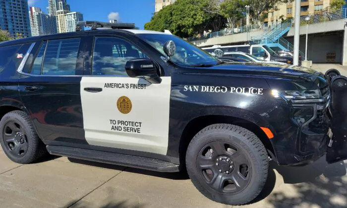A San Diego Police Department vehicle in San Diego on Jan. 19, 2023. (Mark Mathews/The Epoch Times)
