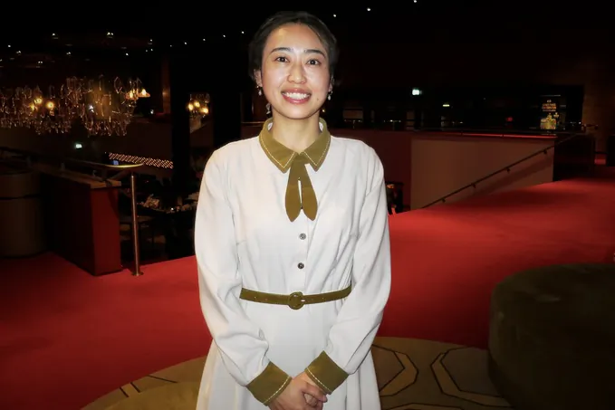 Ms. Liu Yanzhe, a Chinese Ph.D. student, attends Shen Yun Performing Arts at the MartiniPlaza in Groningen, Netherlands, on Jan. 21, 2023. (Huang Qin/The Epoch Times)