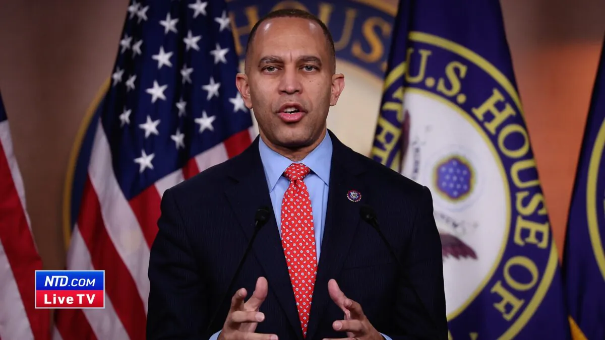 House Minority Leader Hakeem Jeffries (D-NY) answers questions during a press conference at the U.S. Capitol in Washington on Jan. 12, 2023. (Win McNamee/Getty Images)