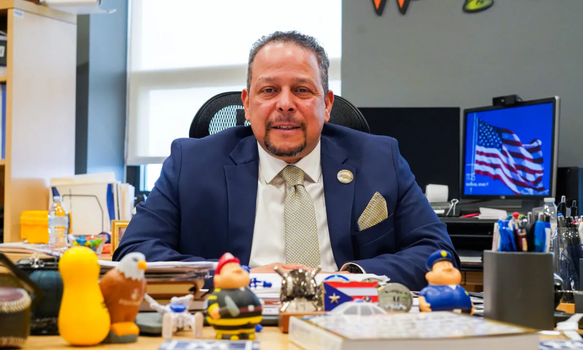 Supervisor George Serrano at his office in the Town of Wallkill, N.Y., on Jan. 11, 2023. (Cara Ding/The Epoch Times)