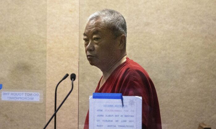 Chunli Zhao appears for his arraignment at San Mateo Superior Court in Redwood City, Calif., on Jan. 25, 2023. (Shae Hammond/Pool/Bay Area News Group via AP)
