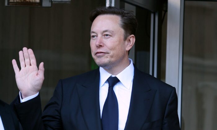 Tesla CEO Elon Musk leaves the Phillip Burton Federal Building in San Francisco on Jan. 24, 2023. (Justin Sullivan/Getty Images)