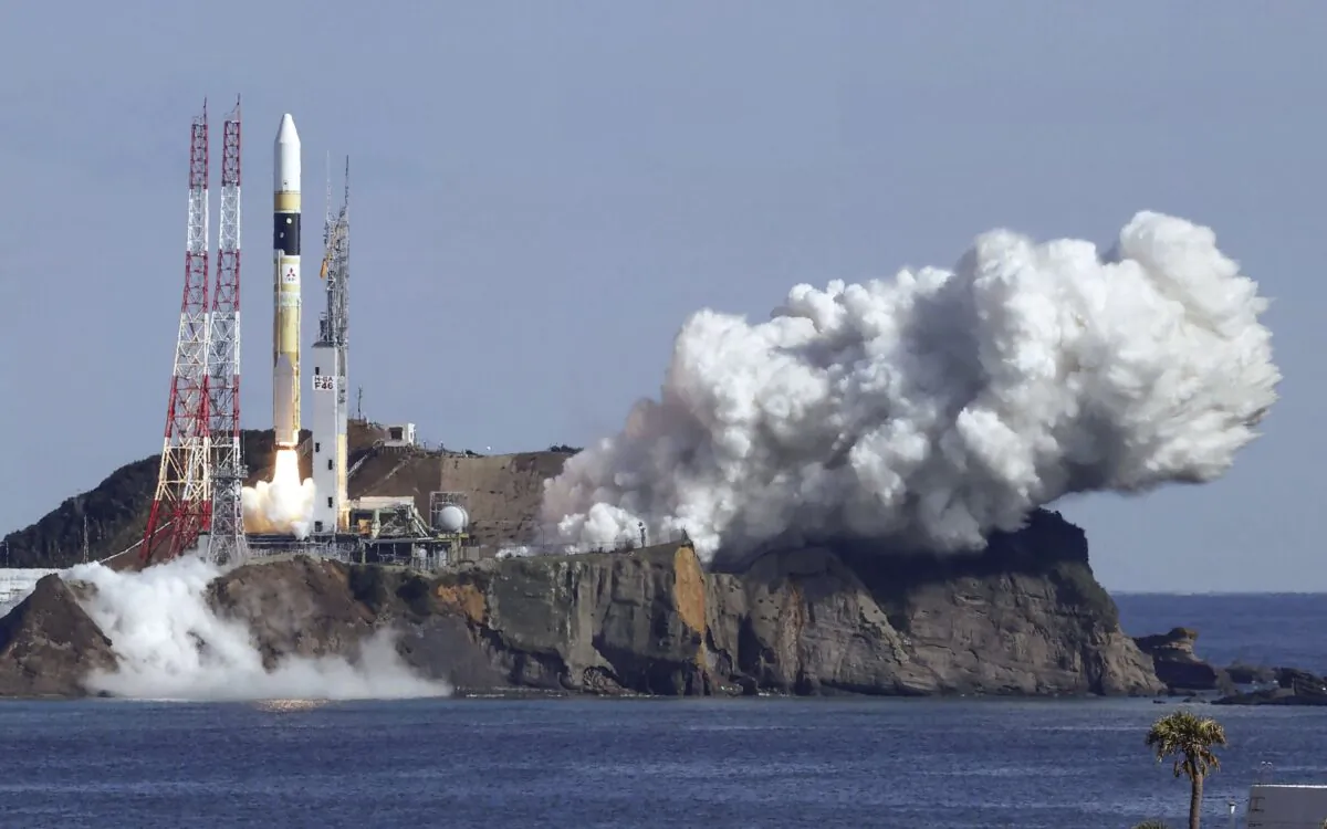 An H2A rocket lifts off from Tanegashima Space Center in Kagoshima, southern Japan, on Jan. 26, 2023. (Kyodo News via AP)