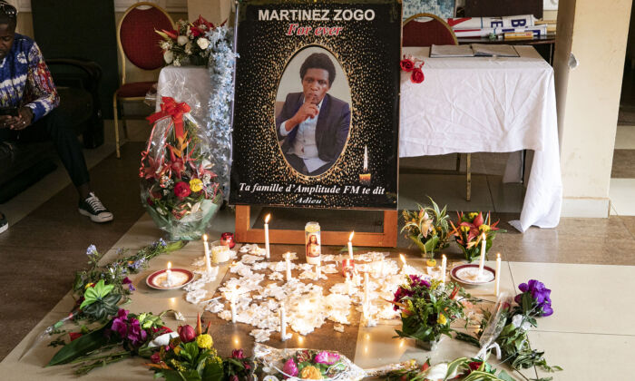 A condolence book was opened for the late Martinez Zogo at the headquarters of the Amplitude FM radio station where he was station manager. (Courtesy of Nalova Akua)